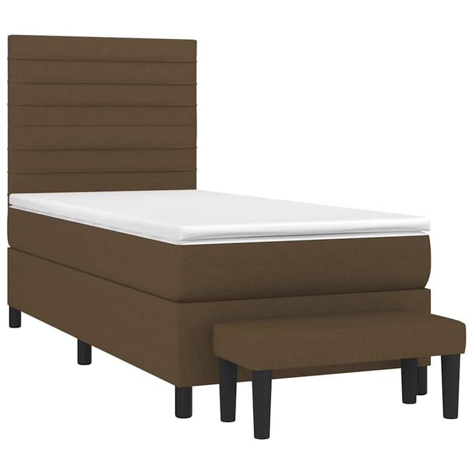 vidaXL - Boxspring - met - matras - stof - donkerbruin - 90x200 - cm
