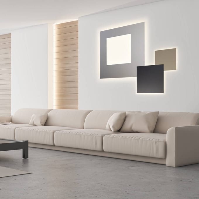 Escale LED wandlamp BLADE Q, antraciet, 34 x 34 cm, metaal, dimbaar