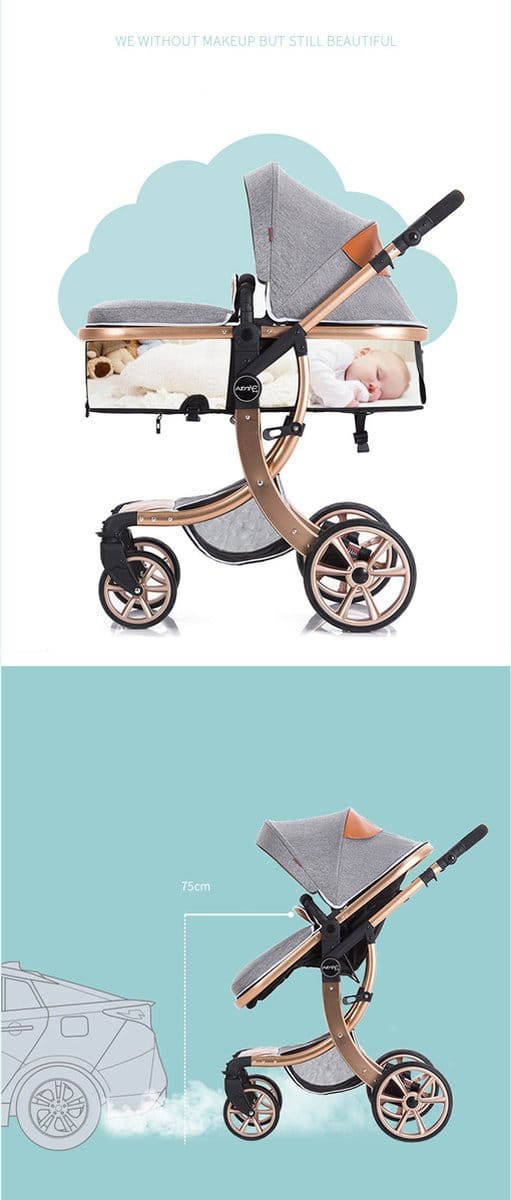 Bellaby Nieuwe Luxe Kinderwagen 2 inch 1 Zwart