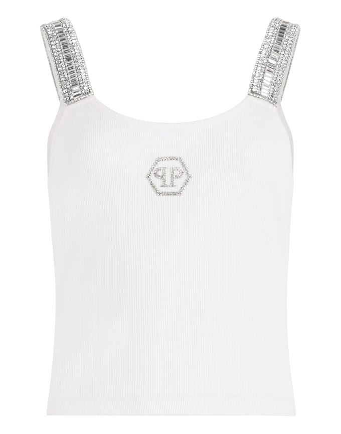 Rib Tank Top Strass Hexagon