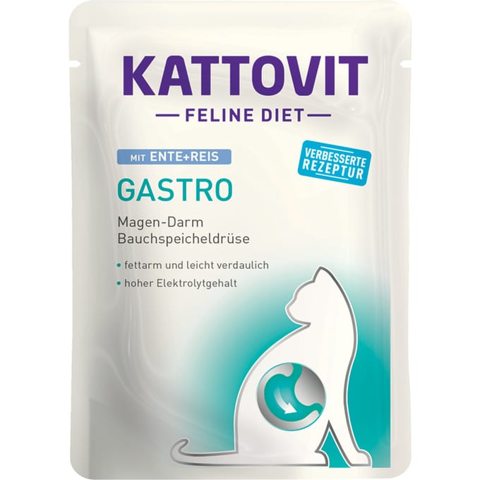 24x85g Feline Gastro Pouch Kattovit Eend & Rijst Kattenvoer nat