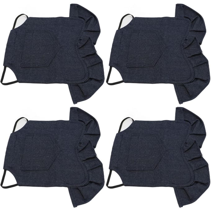 4PCS Selle de Poulet Double Couche Denim Respirant Fait Main Tablier de Poule Protecteur de Volaille black