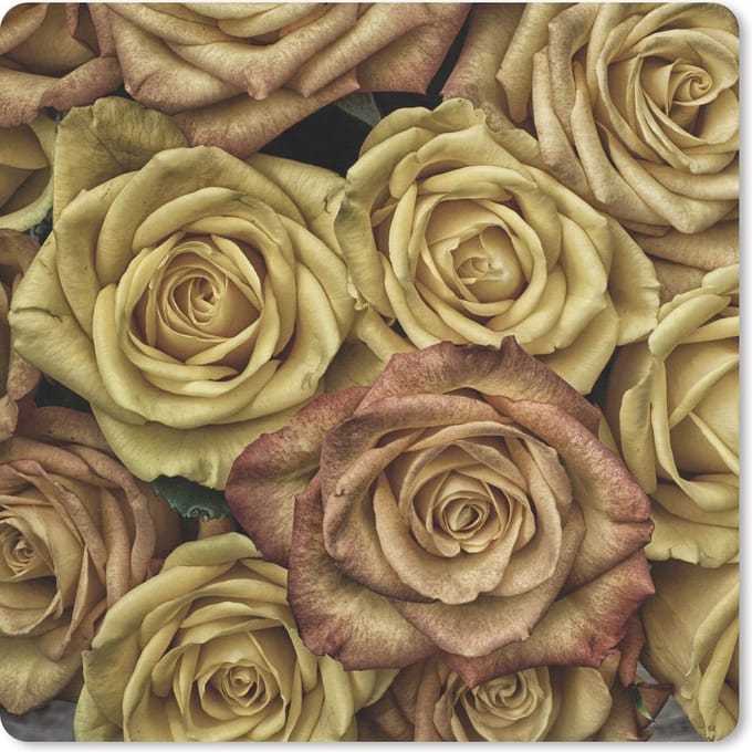 Muismat 20x20 cm - Mousepad Rozen - Goud - Boeket - Muismatten