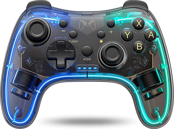 Phreeze Pro Controller Draadloos - Turbo Knop - Macro Knop - Transparant - RGB Verlichting - Instelbaar via APP - Geschikt voor Nintendo Switch