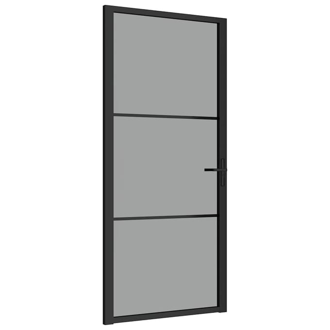 vidaXL - Binnendeur - 93x201,5 - cm - ESG-glas - en - aluminium - zwart