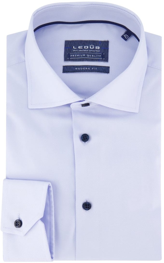 Ledub overhemd lichtblauw modern fit wide collar