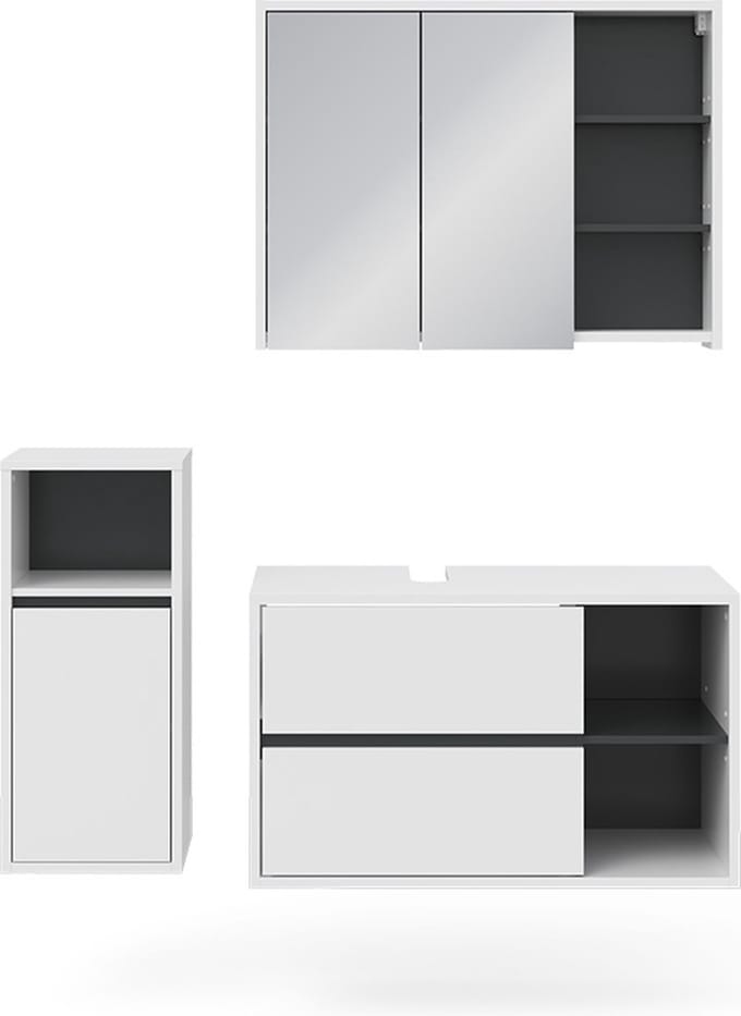 Vicco Badkamermeubel set Viola, Wit, 3-delig