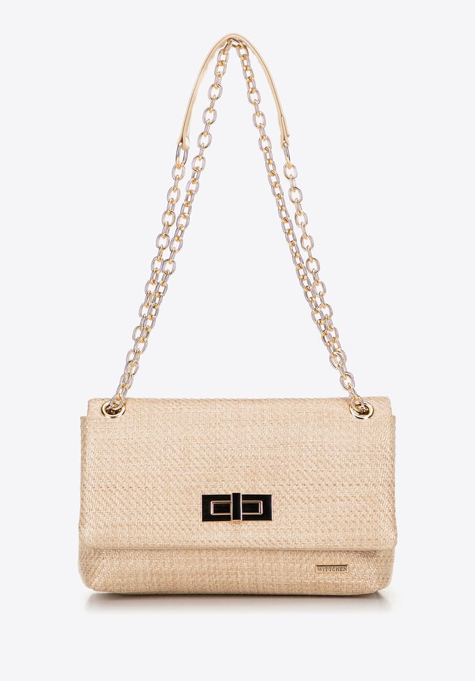 Wittchen Dames crossbody tas met gevlochten ketting, beige, polypropyleen