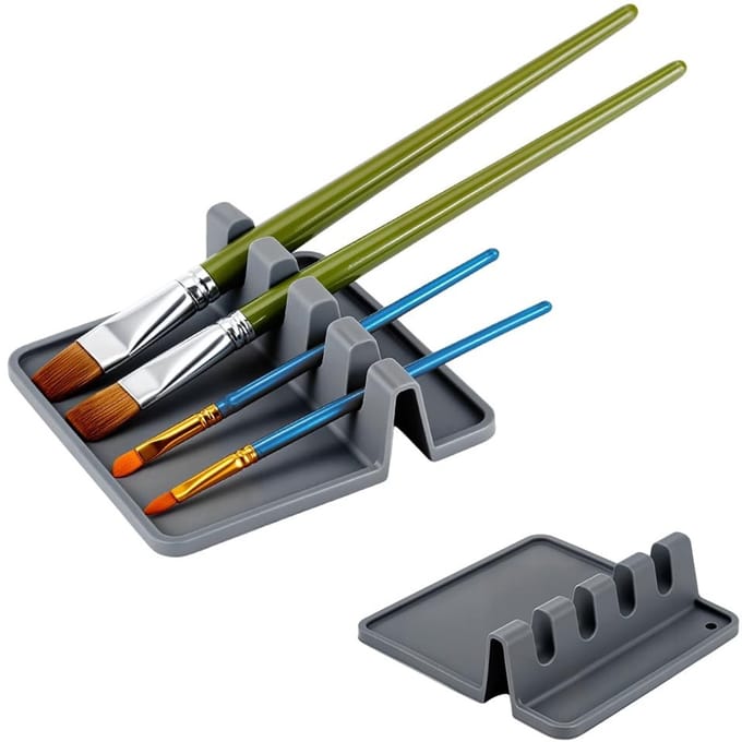 Dailygoods- Verfborstelhouder 2 Stuks - Grijze Siliconen Organizer