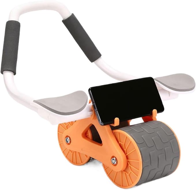 Ab Trainer - Buikroller Wiel - Core Training - Brede Dubbele Wielen - 41.5 cm - Oranje