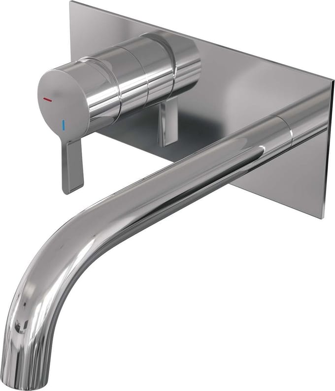 Brauer Chrome Edition inbouw wastafelmengkraan met gebogen uitloop en afdekplaat model E2 chroom