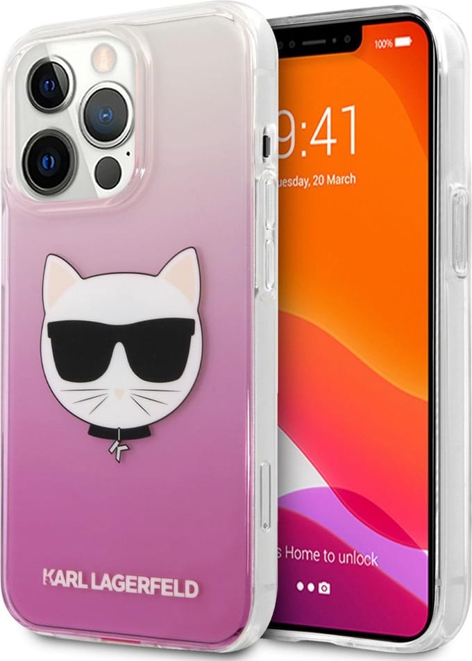 Roze hoesje van Karl Lagerfeld - Hardcase Backcover - iPhone 13 Pro Max - Choupette