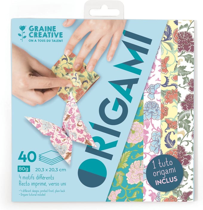 Graine Creative origamipapier set pastel vlinders 20x20 cm 40 vel.
