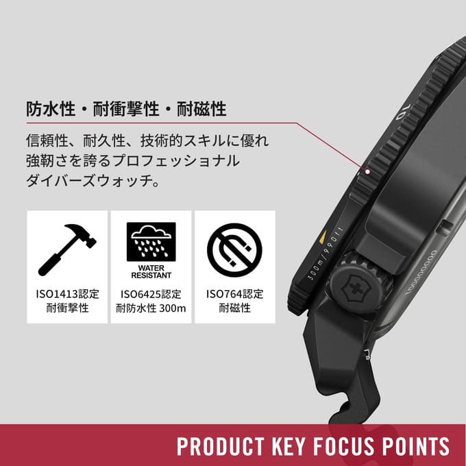 VICTORINOX DIVE PRO Horloge Automatische Opwinding Zwarte PVD Behandelde Titanium Kast Zwarte Wijzerplaat Zwarte Rubberen Band Waterdicht Horloge Automatisch Analoog Merk