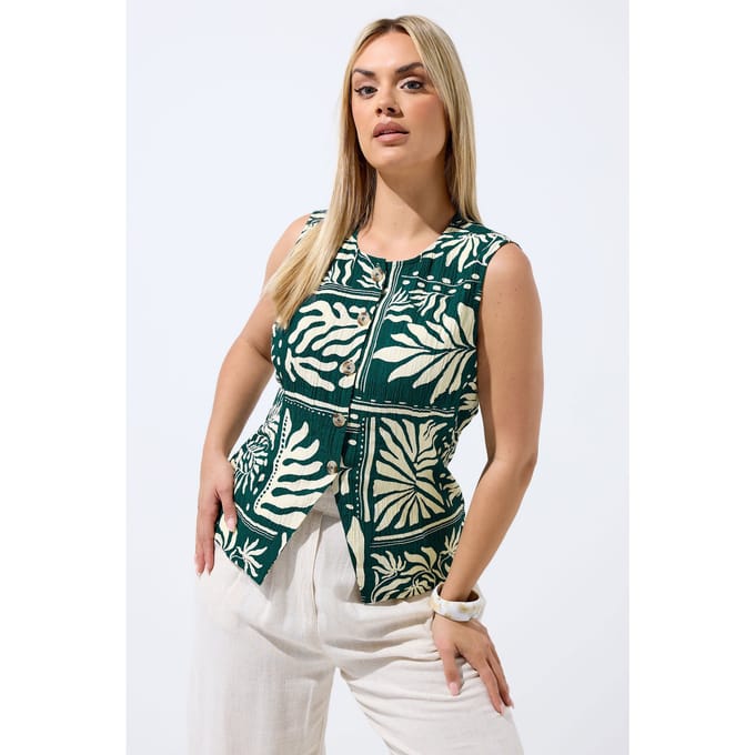 Limited Collection Groene Palmblad Gilet Size 40
