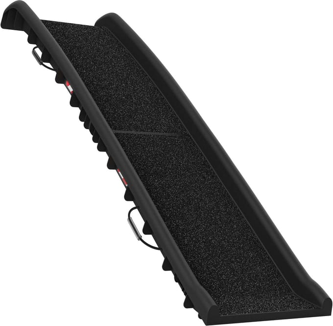 Cadoca Hondenloopplank – Klapbaar Antislip Draagbeugel 156x40cm - Zwart