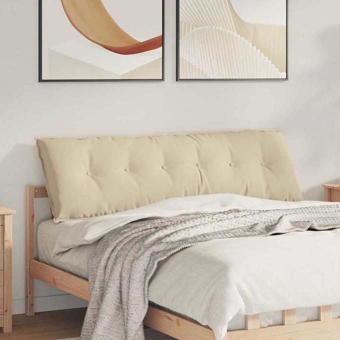 vidaXL - Rugkussen - Crèmekleurig - 160 - x - 50 - cm - Microvezel - Stof