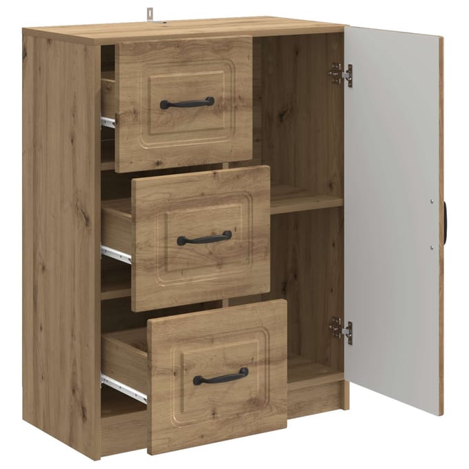 vidaXL - Dressoir - Artisanaal - eiken - 66 - x - 34,5 - x - 87 - cm - Bewerkt - hout