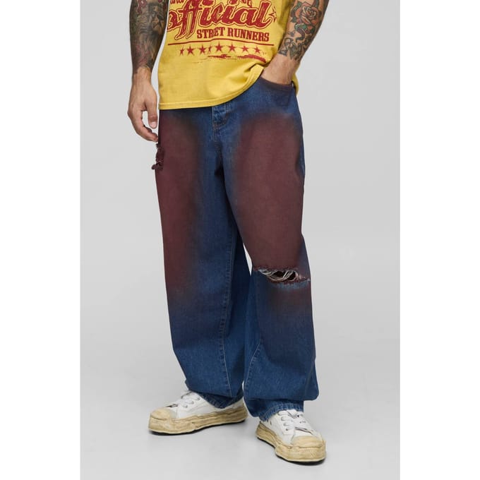 Ballon Fit Gescheurde Knie Rood Getinte Jeans | Red | Size 28R