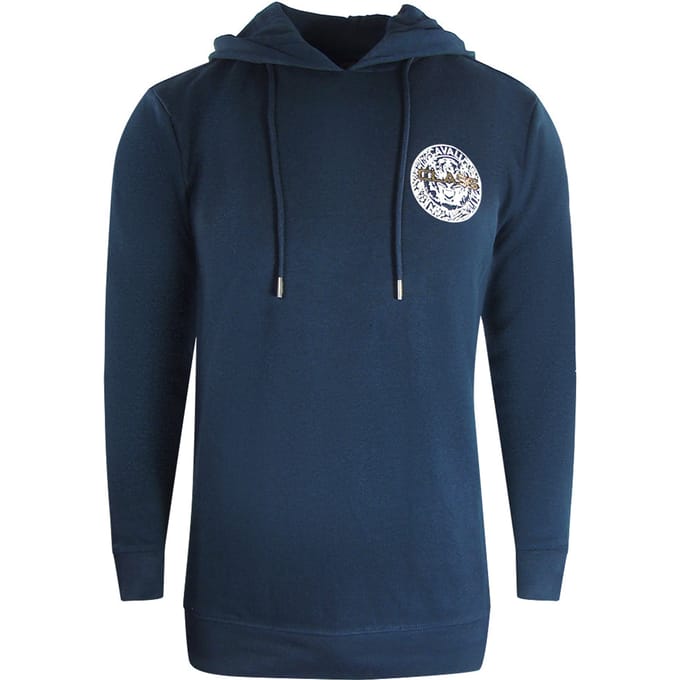 Marineblauwe hoodie met Cavalli-klasse grote cirkelontwerp