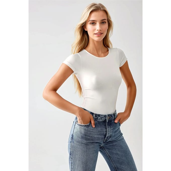 Slim Fit Crew Neck Gebreide Bodysuit