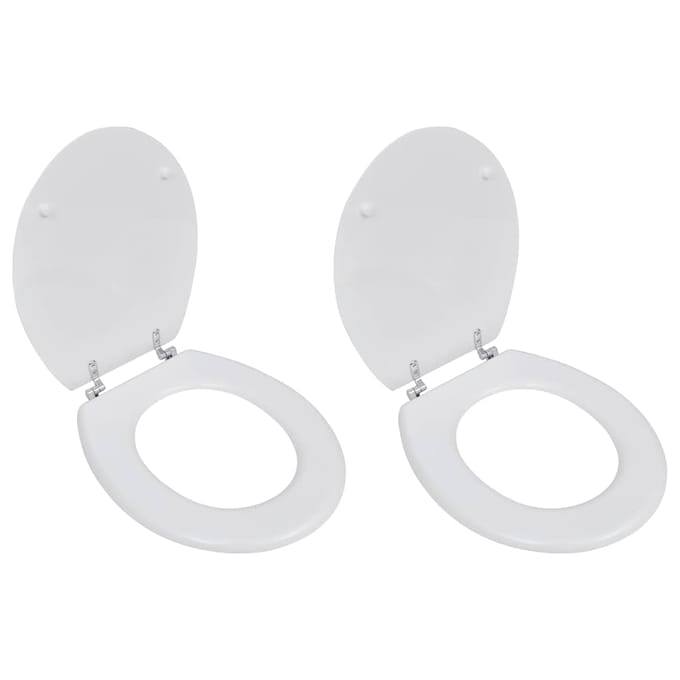vidaXL - Toiletbrillen - met - deksels - 2 - st - MDF - wit