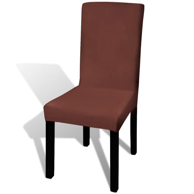 vidaXL - Stoelhoezen - 6 - st - stretch - recht - bruin