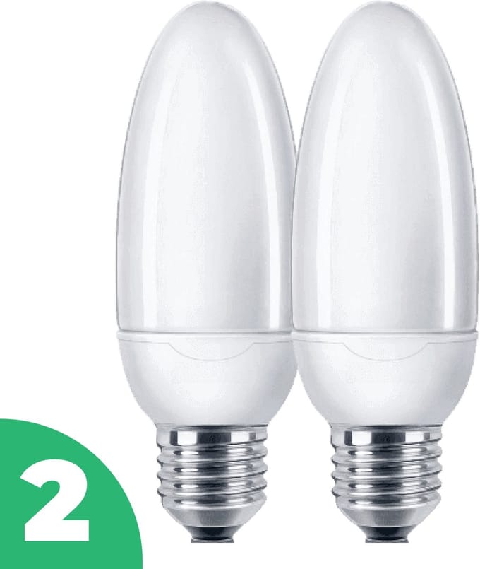 Sidef Softone Kaarslamp Spaarlamp E27 - 11W (55W) - Daglicht - Niet Dimbaar - 2 stuks