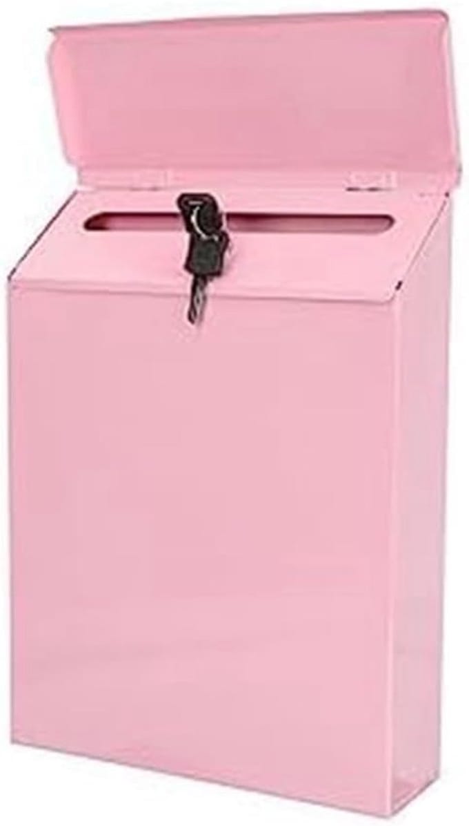 Wandbrievenbus - Afsluitbare brievenbus - Thuisgebruik - Inclusief sleutel - 30x23x7 cm - Roze
