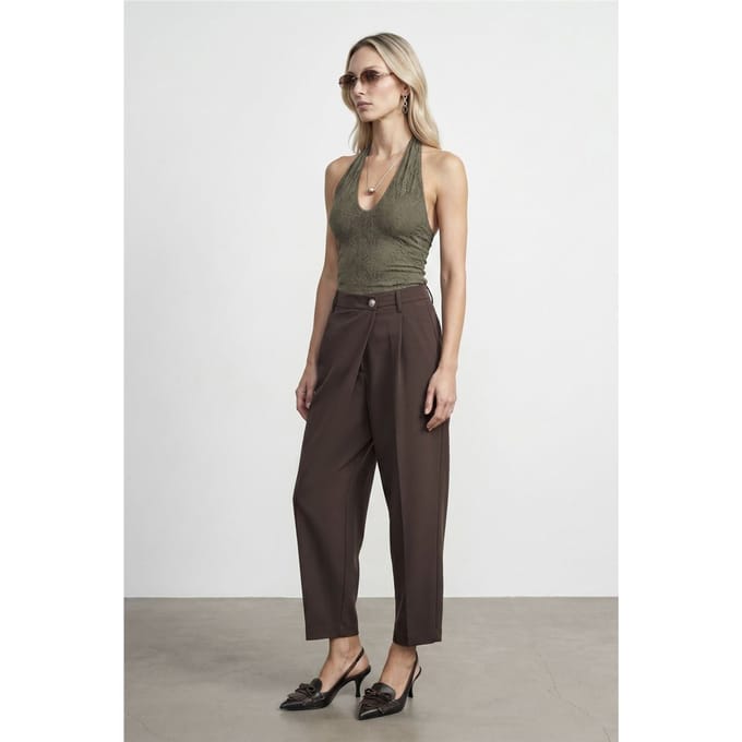 Hoge Taille Wijde Pijp Crepe Broek