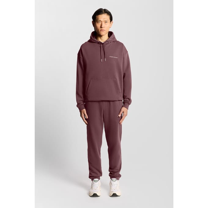 Lyle & Scott Script Brushback Pullover Hoodie Dusky Maroon Taglia: S | Felpe con cappuccio Outlet | Uomo | Marrone