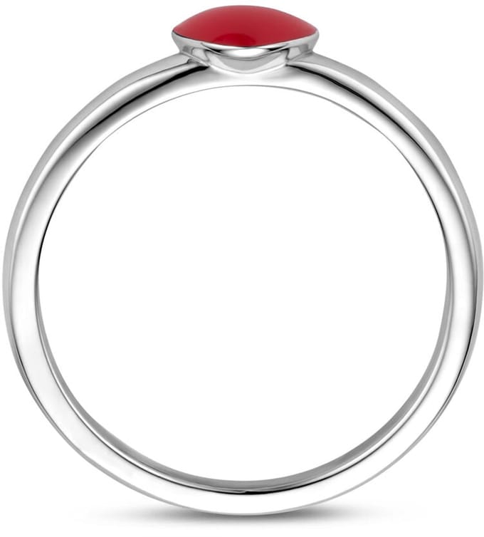 Zilveren Ring met Emaille Hart – Gerhodineerd 925 Zilver - 1341487