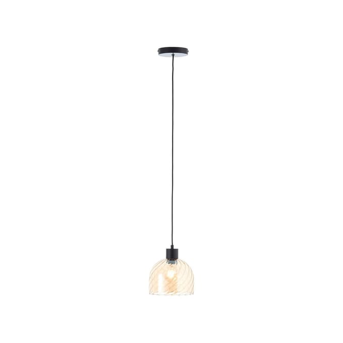 Brilliant Casto - Hanglamp - 1-lichts - E27 max 1x25W - Glas - Amber - Zwart