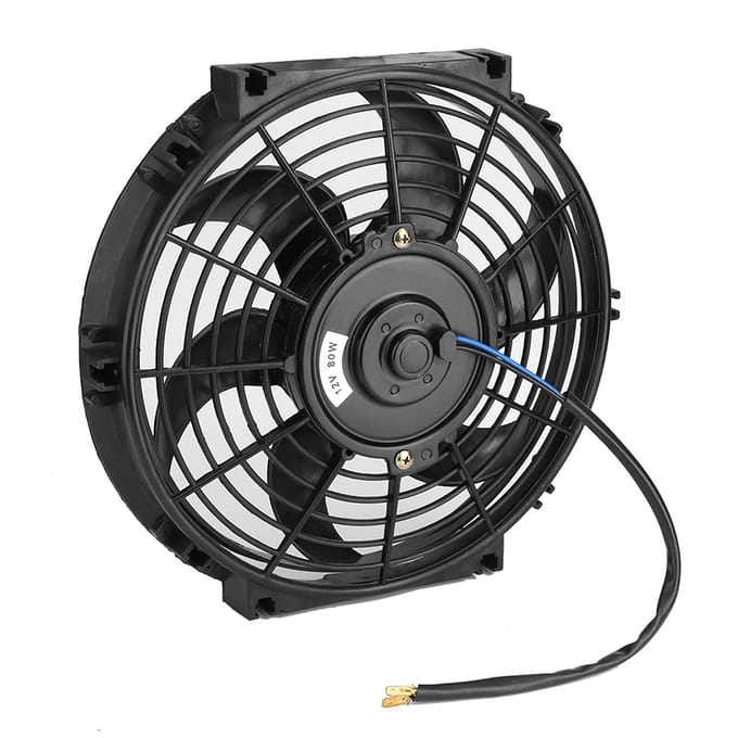 Ventilateur Mince de Radiateur Électrique 10 pouces Pousser Tirer 12V avec Accessoires d'Installation black