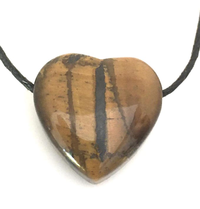 Tijgeroog edelstenen hanger hart 2 cm beschermer voor op reis