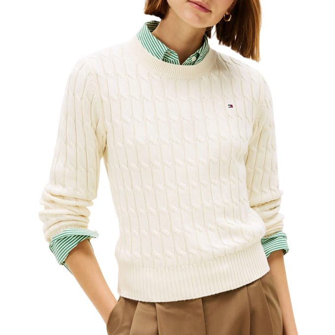 Tommy Hilfiger Cable Knit Crew Neck Jumper Calico Taglia: S | Maglioni a maglia Outlet | Donna