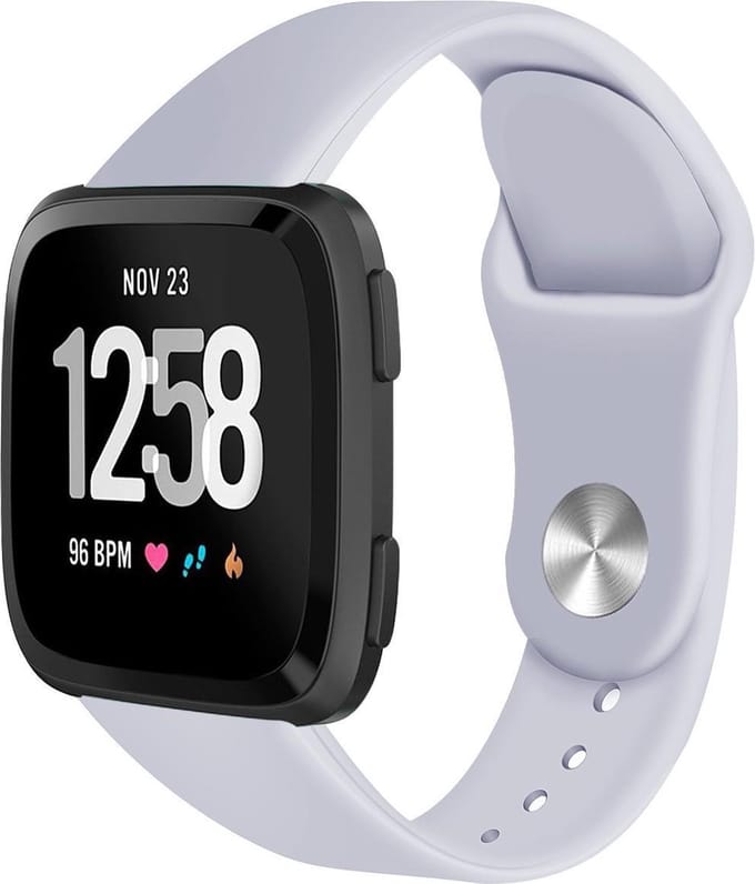 123watches siliconen sport band - grijs - SM - Geschikt voor Fitbit Versa 1 & 2 / Lite