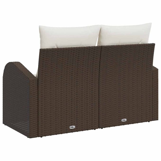 vidaXL - Tuin - Sofa - met - kussen - Bruin - 124 - x - 62 - x - 69cm - poly - rattan