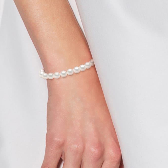 Armband Gekweekte Parels Zoetwater 6-7mm White Luxury White Gold Clasp