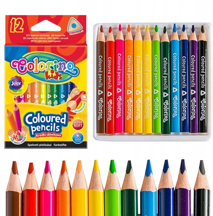 Colorino Mini Kleurpotloden Set - 12 Levendige Kleuren, 6.5cm