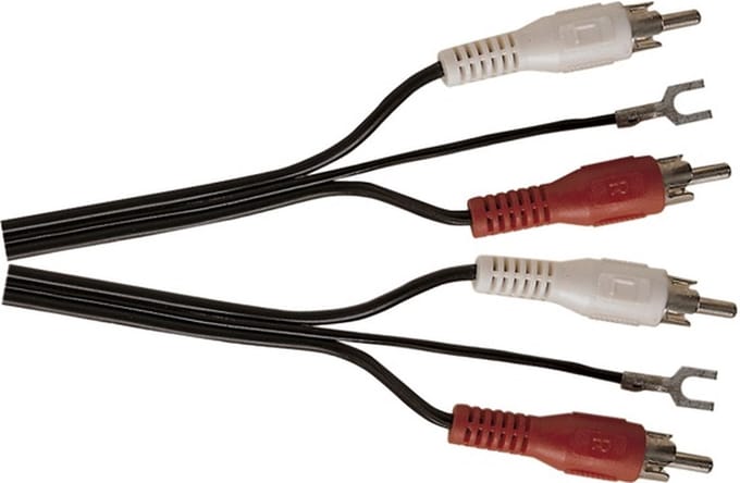 Tulp stereo audio kabel met aarde draad - zwart - 1,2 meter