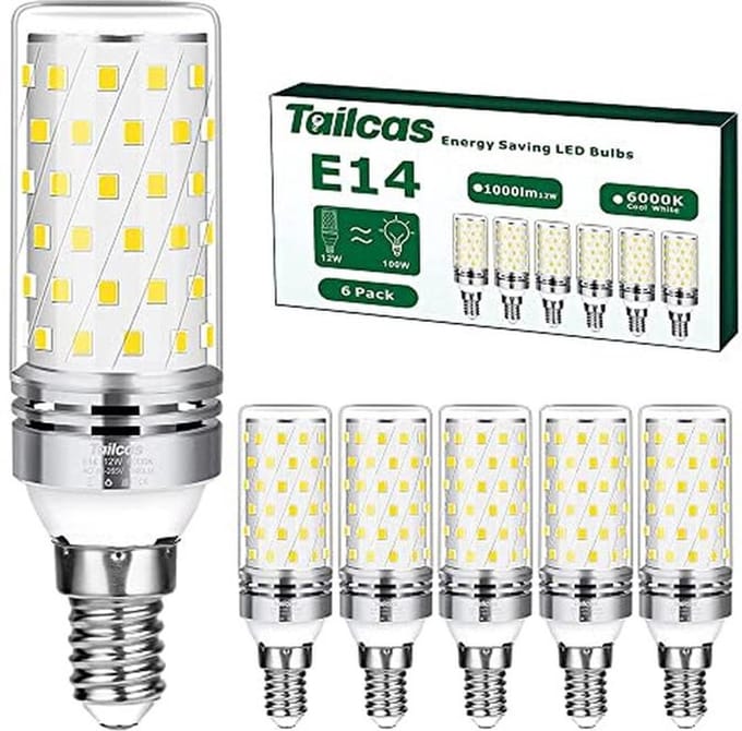 E14 LED koudwitte lamp 12W, 1000 lm, vervangt 100W gloeilamp (6 stuks)