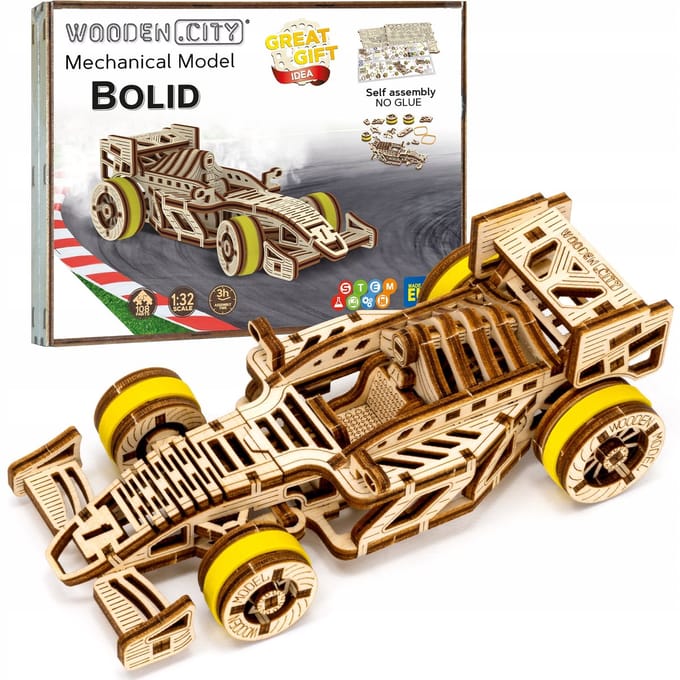 Wooden City Bolide Houten 3D Auto Puzzle - Mechanisch Model
