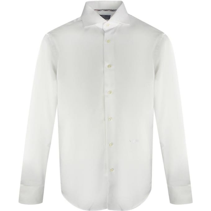 Aquascutum Heren Effen Langsleeve Shirt (Wit)