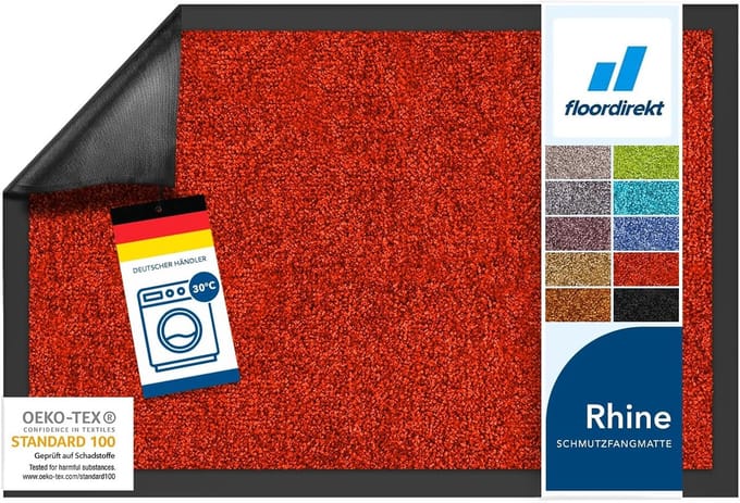 FLOORDIREKT Deurmat - Droogloopmat - Schoonloopmat - Rhine - Waten Melon Red - 200 x 200 cm