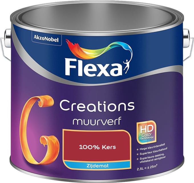 Flexa - Creations Muurverf Zijdemat - 100% Kers - Mengverf - 2,5 L