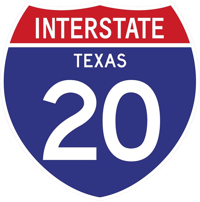 Signs USA - wandbord - dibond - Interstate 20 - Texas - 39 x 39 cm