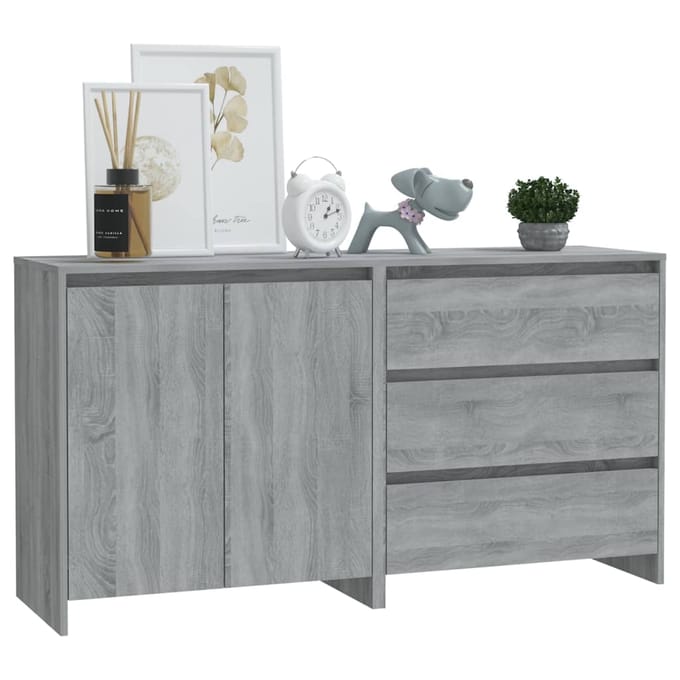 vidaXL - 2 - st - Dressoirs - bewerkt - hout - grijs - sonoma - eikenkleurig