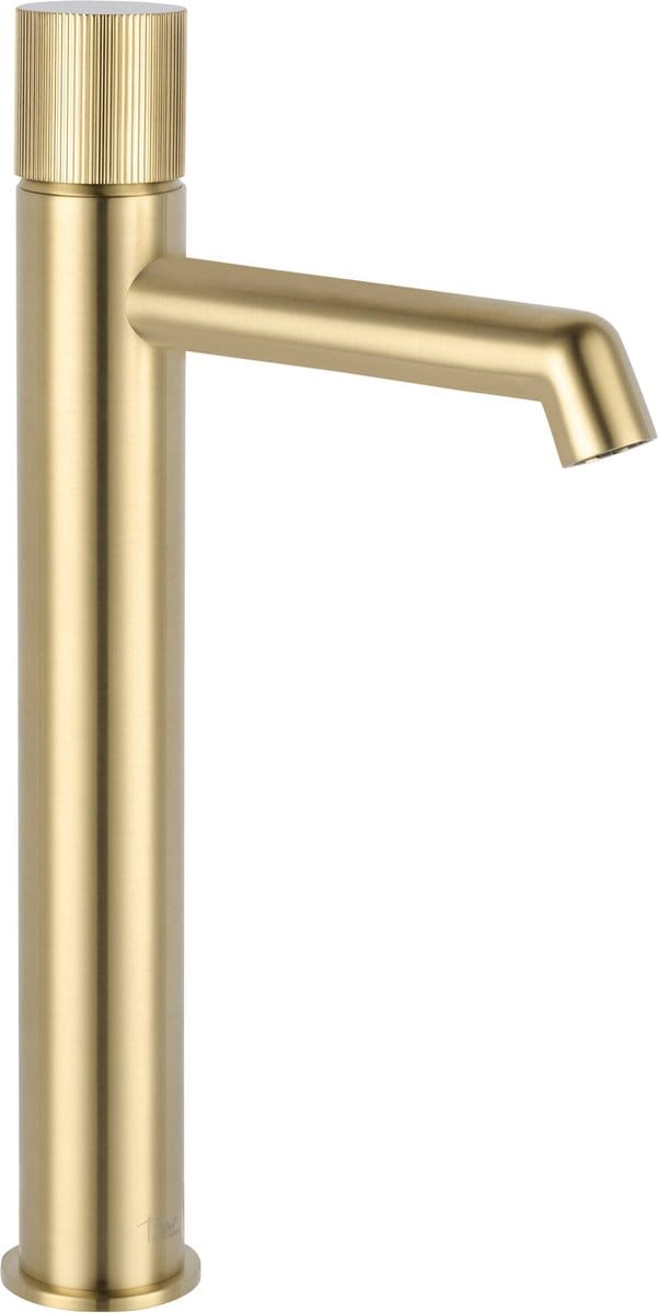 Ben Engraved Line Wastafelkraan - 22 cm Hoge uitloop - Goud