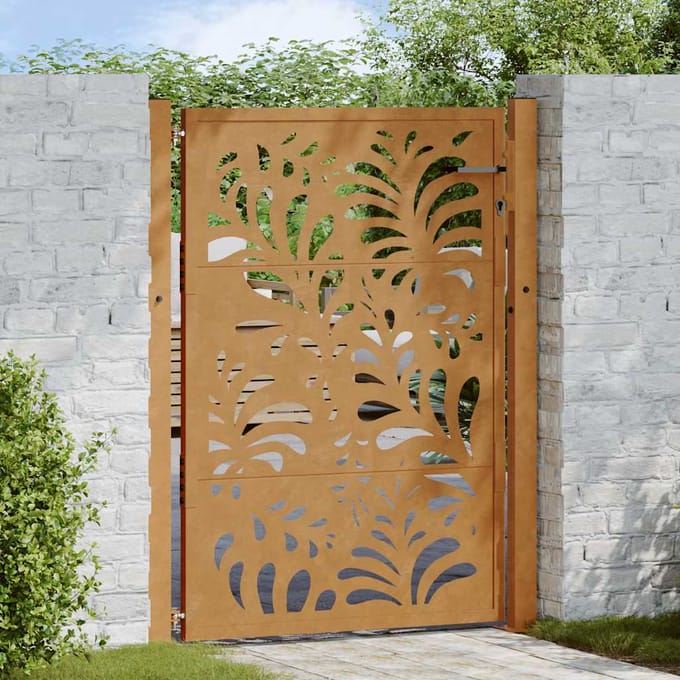 vidaXL - Poort - met - golfontwerp - 100x125 - cm - weervast - staal